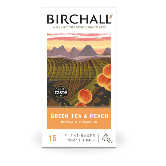 Birchalls Tea Bags - Green Tea & Peach (15 x Prism)