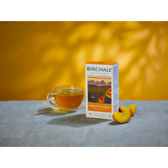 Birchalls Tea Bags - Green Tea & Peach (15 x Prism)