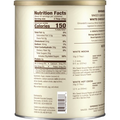 Ghirardelli White Chocolate Powder TIN - 1.42 Kg (3 lb)