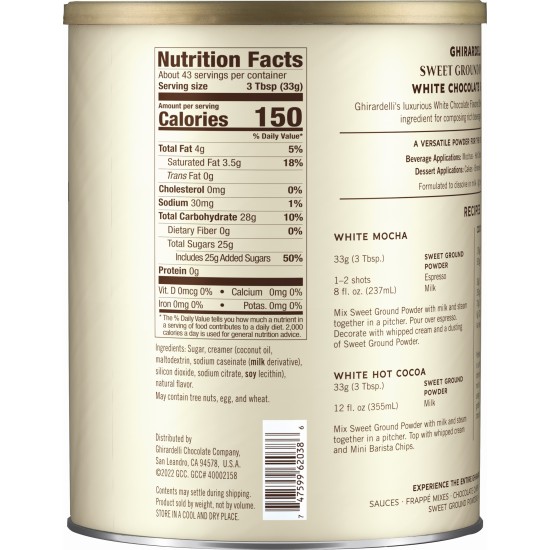 Ghirardelli White Chocolate Powder TIN - 1.42 Kg (3 lb)