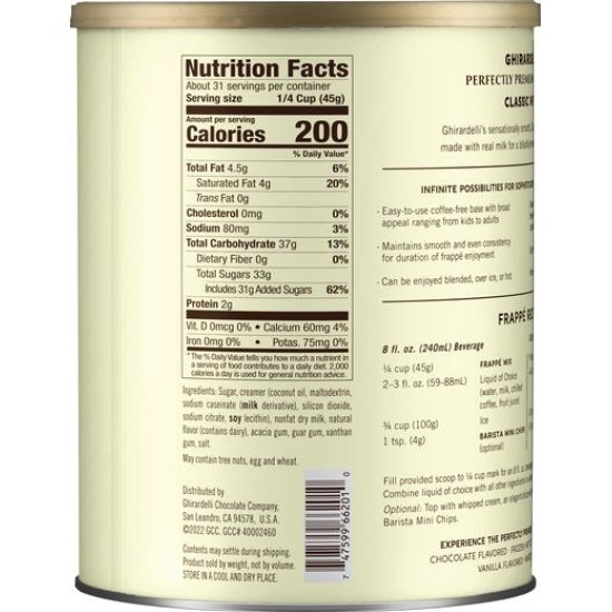 Ghirardelli Frappe White TIN - 1.42 kg