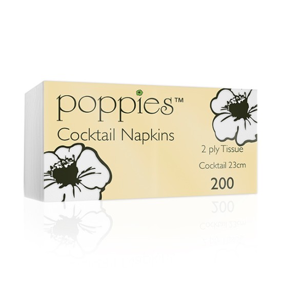 Napkins Cocktail WHITE 23 cm 2 Ply   cs 4000